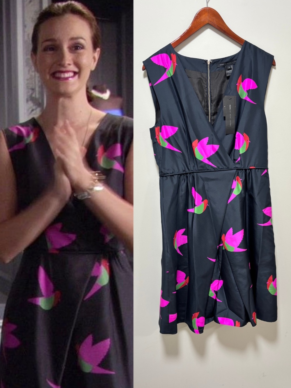ASO Blair Waldorf in Gossip Girl NWT Marc by Marc Jacobs Bird Print Dress Size 6